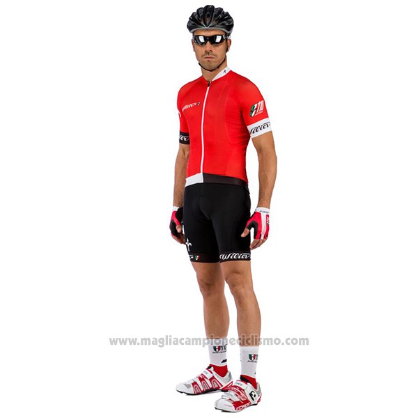 2017 Abbigliamento Ciclismo Wieiev Rosso e Bianco Manica Corta e Salopette