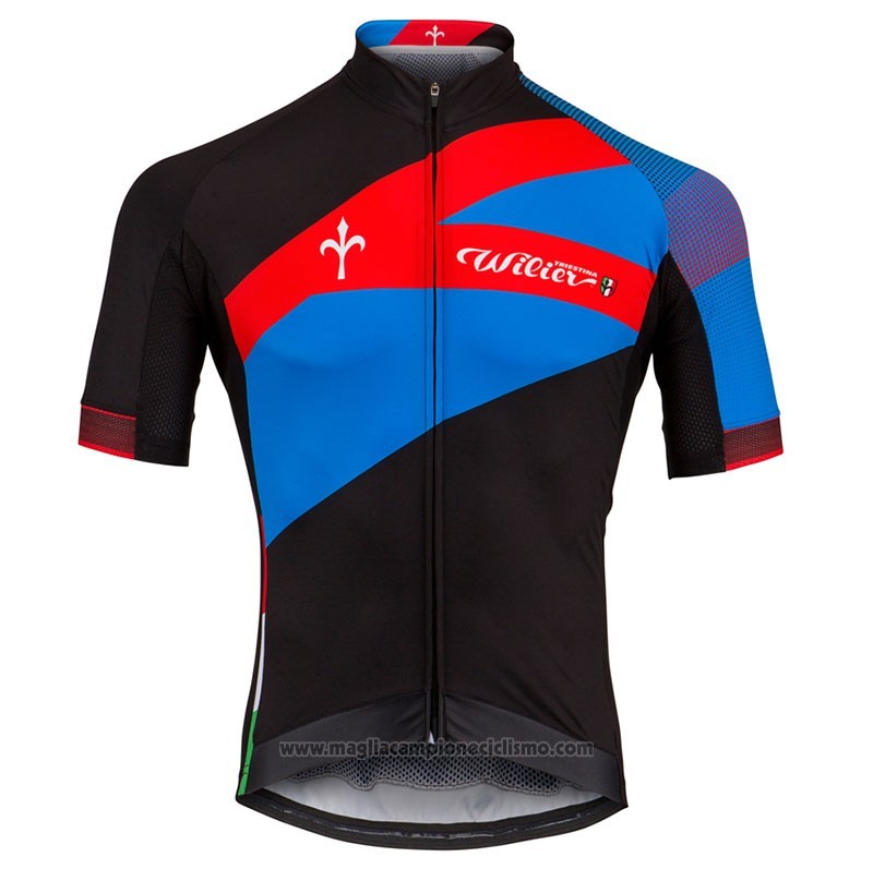 2018 Abbigliamento Ciclismo Wieiev Spark Rosso Blu Manica Corta e Salopette