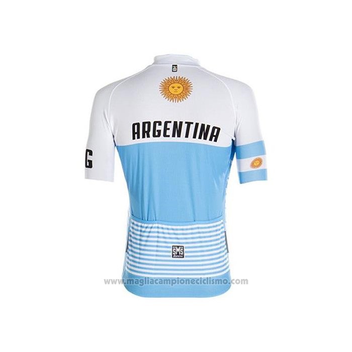 2020 Abbigliamento Ciclismo Argentina Bianco Blu Manica Corta e Salopette