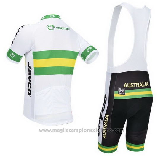 2013 Abbigliamento Ciclismo Australia Bianco e Verde Manica Corta e Salopette