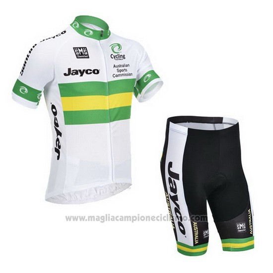 2013 Abbigliamento Ciclismo Australia Bianco e Verde Manica Corta e Salopette
