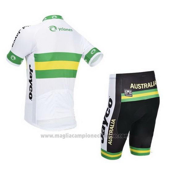 2013 Abbigliamento Ciclismo Australia Bianco e Verde Manica Corta e Salopette