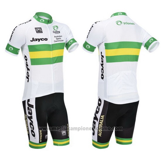 2013 Abbigliamento Ciclismo Australia Bianco e Verde Manica Corta e Salopette