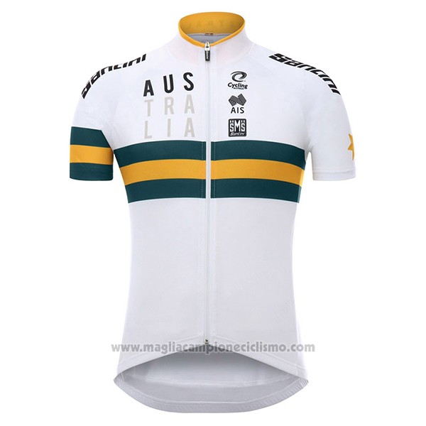 2017 Abbigliamento Ciclismo Australia Bianco e Giallo Manica Corta e Salopette