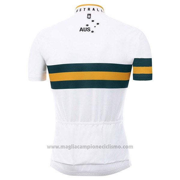 2017 Abbigliamento Ciclismo Australia Bianco e Giallo Manica Corta e Salopette
