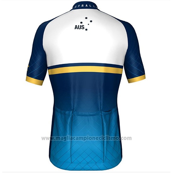 2018 Abbigliamento Ciclismo Australia Bianco e Blu Manica Corta e Salopette