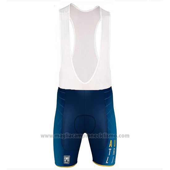 2018 Abbigliamento Ciclismo Australia Bianco e Blu Manica Corta e Salopette