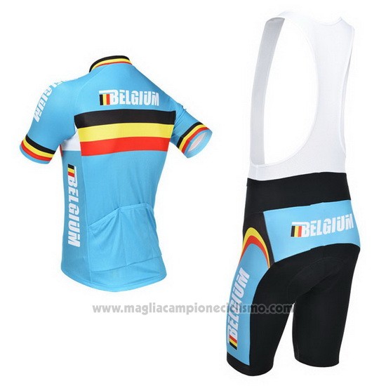 2013 Abbigliamento Ciclismo Belgio Azzurro e Nero Manica Corta e Salopette