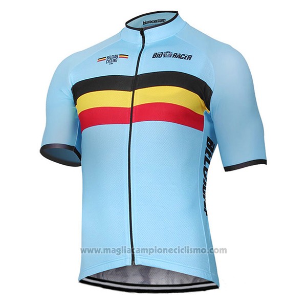 2017 Abbigliamento Ciclismo Belgio Celeste Manica Corta e Salopette