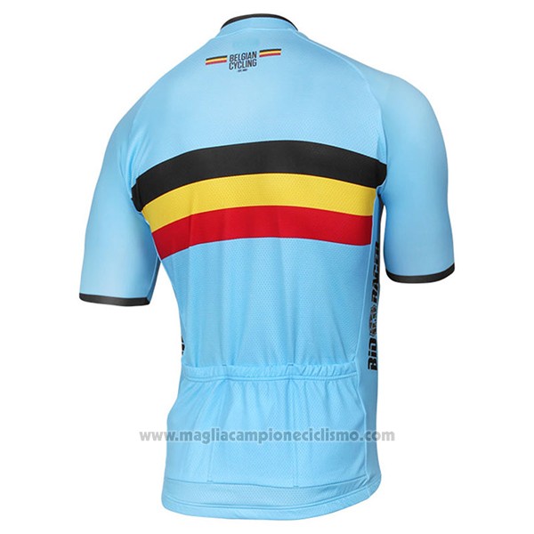 2017 Abbigliamento Ciclismo Belgio Celeste Manica Corta e Salopette