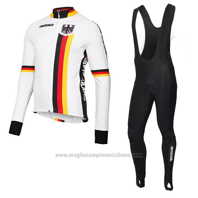 2018 Abbigliamento Ciclismo Belgio Bianco Manica Lunga e Salopette