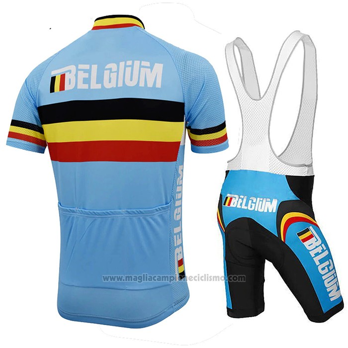 2021 Abbigliamento Ciclismo Belgio Celeste Manica Corta e Salopette