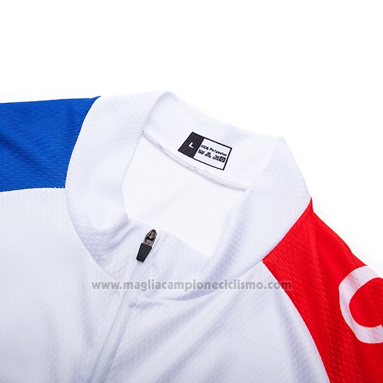 2019 Abbigliamento Ciclismo Chile Bianco Rosso Manica Corta e Salopette