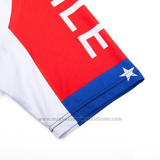 2019 Abbigliamento Ciclismo Chile Bianco Rosso Manica Corta e Salopette