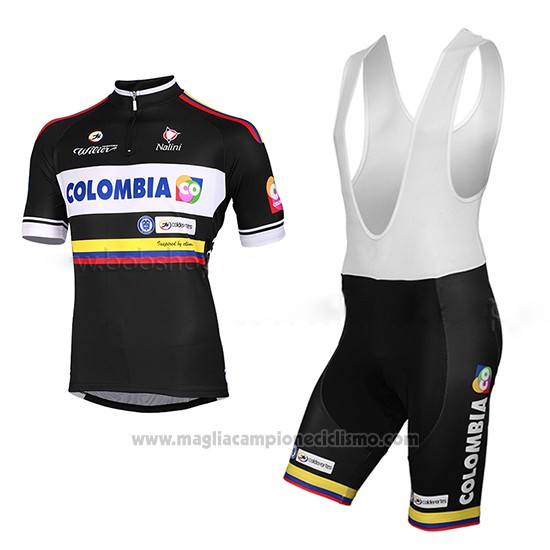 2014 Abbigliamento Ciclismo Colombia Nero Manica Corta e Salopette