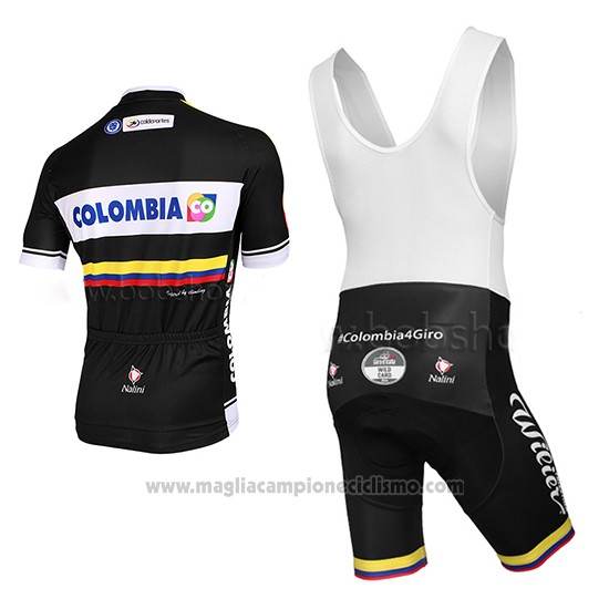 2014 Abbigliamento Ciclismo Colombia Nero Manica Corta e Salopette