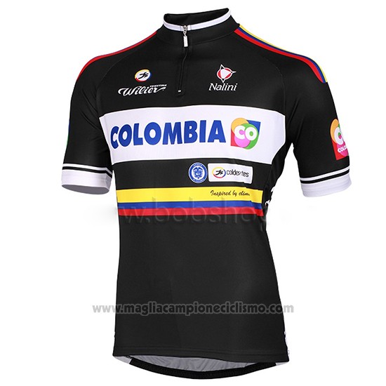 2014 Abbigliamento Ciclismo Colombia Nero Manica Corta e Salopette