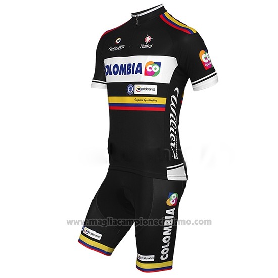 2014 Abbigliamento Ciclismo Colombia Nero Manica Corta e Salopette