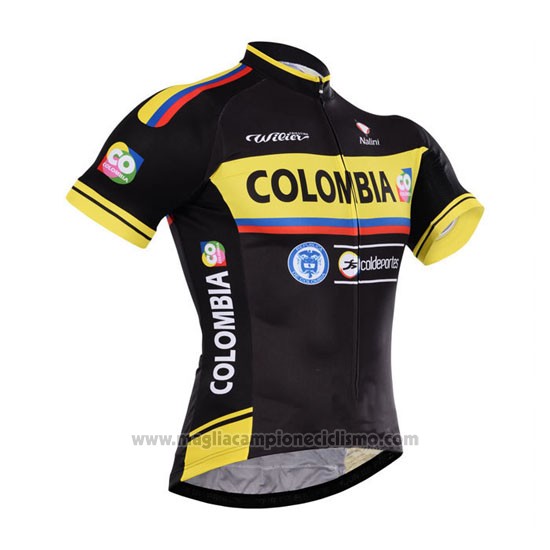 2015 Abbigliamento Ciclismo Colombia Nero e Giallo Manica Corta e Salopette