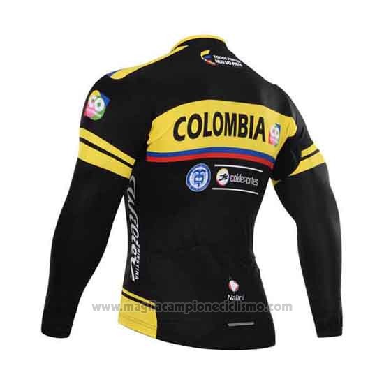 2015 Abbigliamento Ciclismo Colombia Nero e Giallo Manica Lunga e Salopette