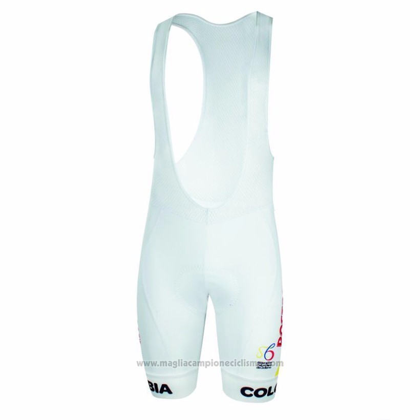 2017 Abbigliamento Ciclismo Colombia Bianco Manica Corta e Salopette
