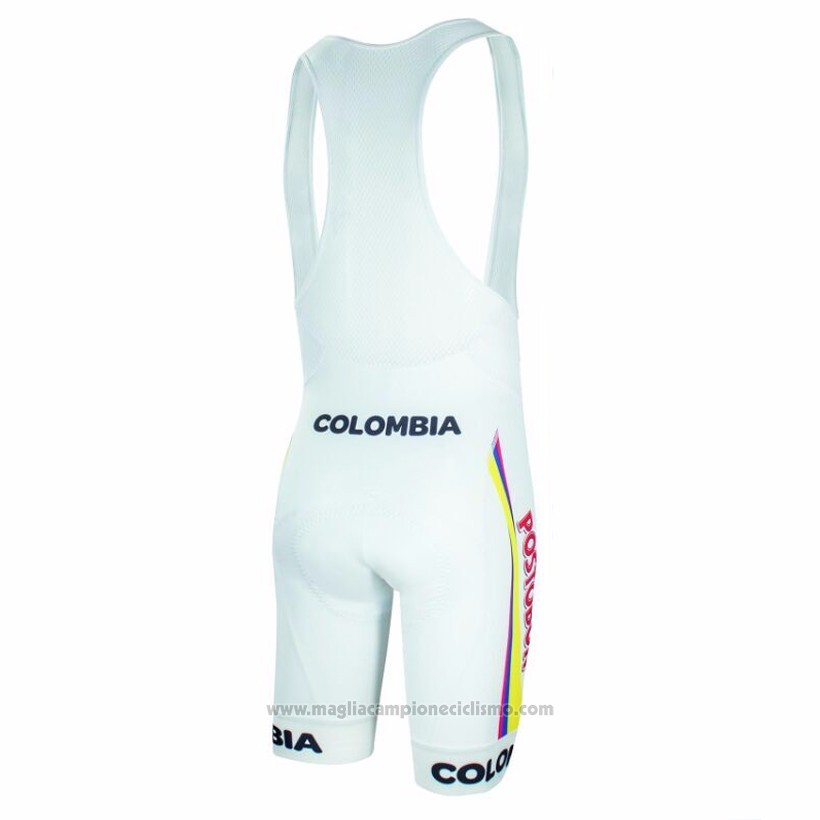 2017 Abbigliamento Ciclismo Colombia Bianco Manica Corta e Salopette