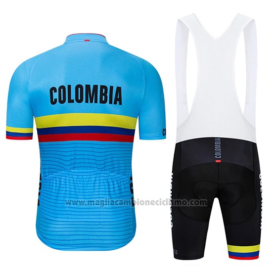 2019 Abbigliamento Ciclismo Colombia Blu Manica Corta e Salopette