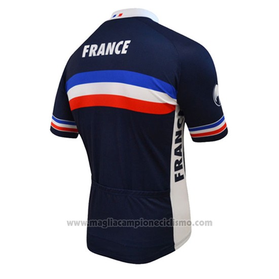 2016 Abbigliamento Ciclismo Francia Blu e Bianco Manica Corta e Salopette