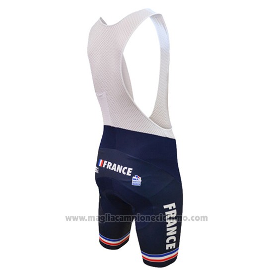 2016 Abbigliamento Ciclismo Francia Blu e Bianco Manica Corta e Salopette