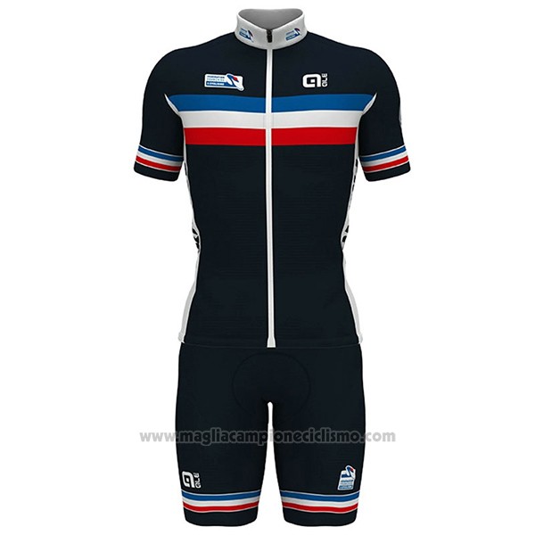 2017 Abbigliamento Ciclismo Francia Nero Manica Corta e Salopette