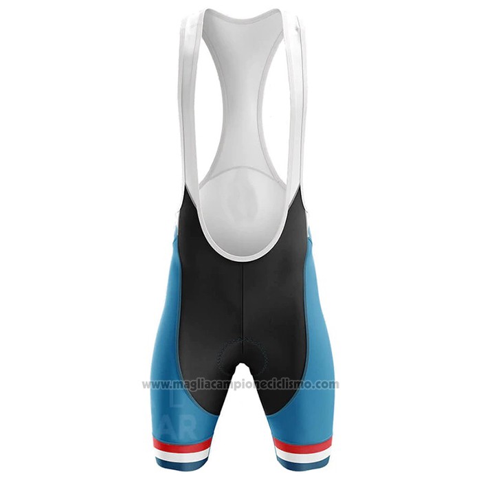 2020 Abbigliamento Ciclismo Campione Francia Celeste Bianco Rosso Manica Corta e Salopette