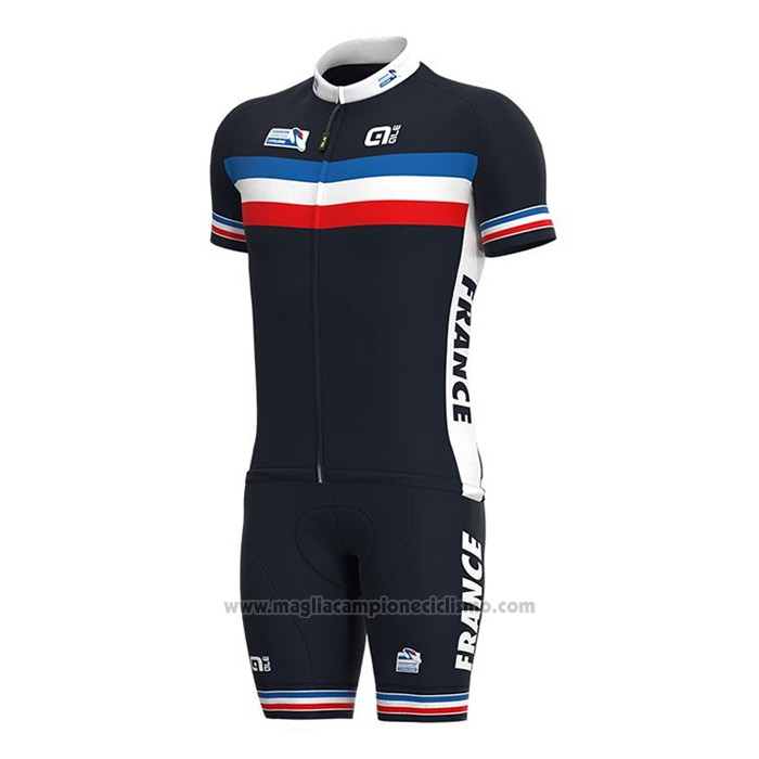 2021 Abbigliamento Ciclismo Francia Spento Blu Manica Corta e Salopette