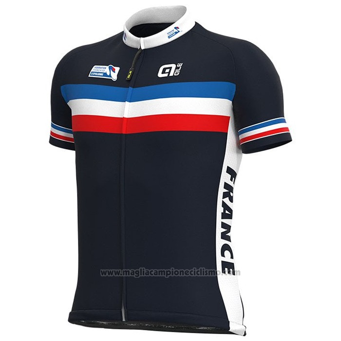 2021 Abbigliamento Ciclismo Francia Spento Blu Manica Corta e Salopette