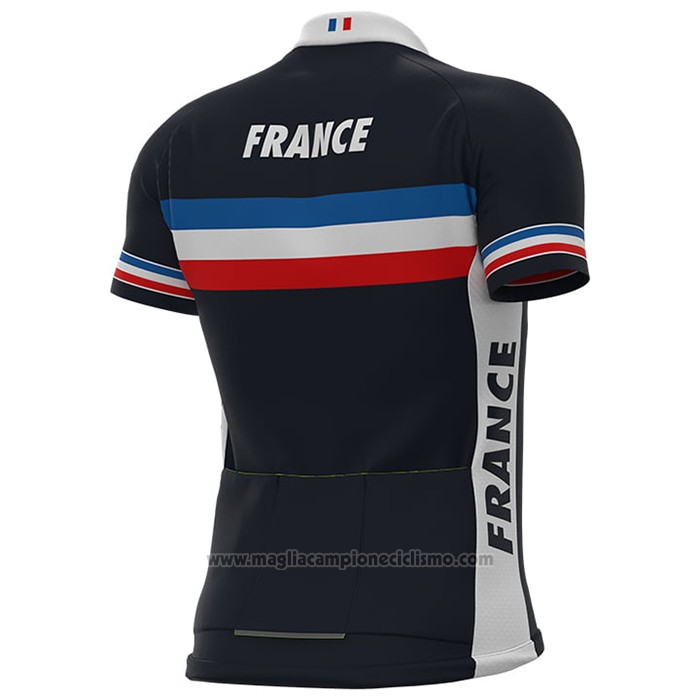 2021 Abbigliamento Ciclismo Francia Spento Blu Manica Corta e Salopette