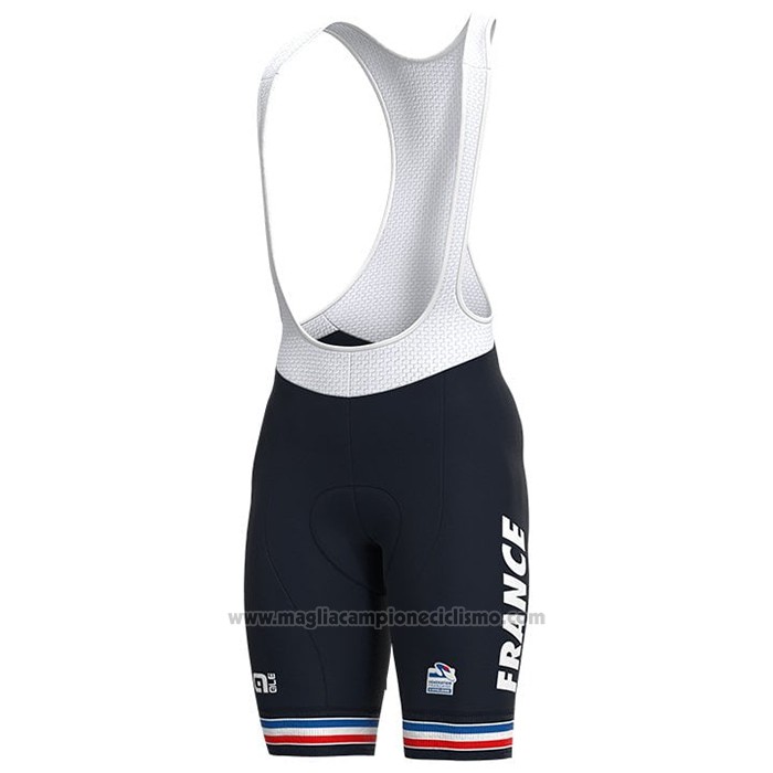 2021 Abbigliamento Ciclismo Francia Spento Blu Manica Corta e Salopette