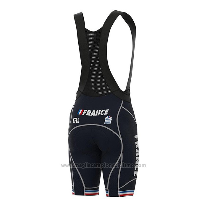 2022 Abbigliamento Ciclismo Francia Spento Blu Manica Corta e Salopette