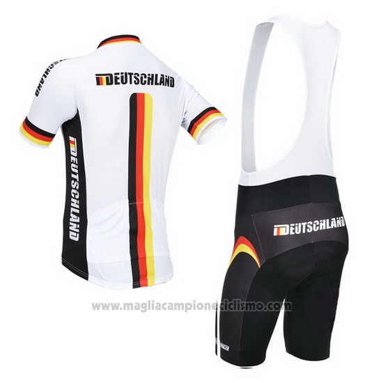 2013 Abbigliamento Ciclismo Germania Bianco e Nero Manica Corta e Salopette