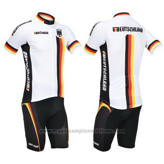 2013 Abbigliamento Ciclismo Germania Bianco e Nero Manica Corta e Salopette