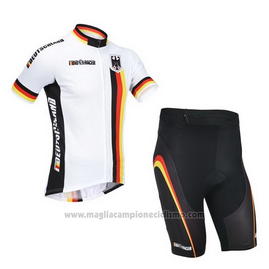 2013 Abbigliamento Ciclismo Germania Bianco e Nero Manica Corta e Salopette