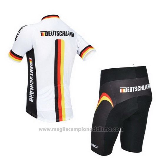 2013 Abbigliamento Ciclismo Germania Bianco e Nero Manica Corta e Salopette