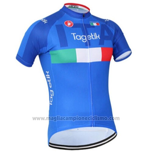 2016 Abbigliamento Ciclismo Italia Bianco e Blu Manica Corta e Salopette