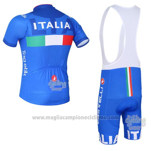 2016 Abbigliamento Ciclismo Italia Bianco e Blu Manica Corta e Salopette