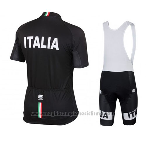 2016 Abbigliamento Ciclismo Italia Nero Manica Corta e Salopette