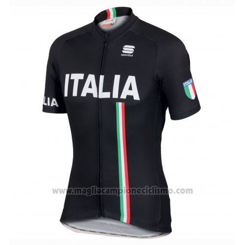 2016 Abbigliamento Ciclismo Italia Nero Manica Corta e Salopette