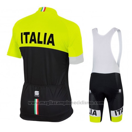 2016 Abbigliamento Ciclismo Italia Nero e Giallo Manica Corta e Salopette