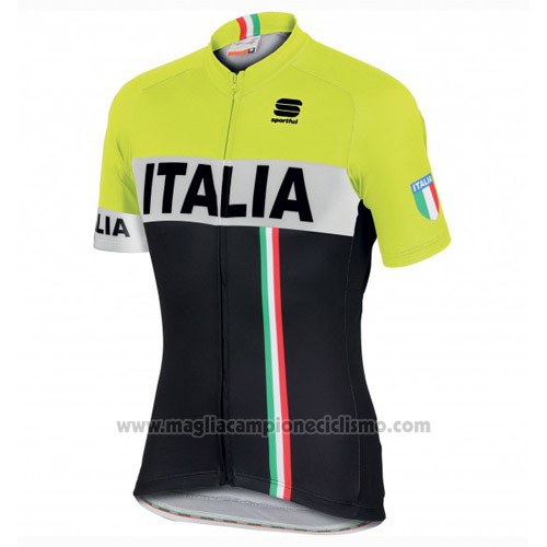 2016 Abbigliamento Ciclismo Italia Nero e Giallo Manica Corta e Salopette