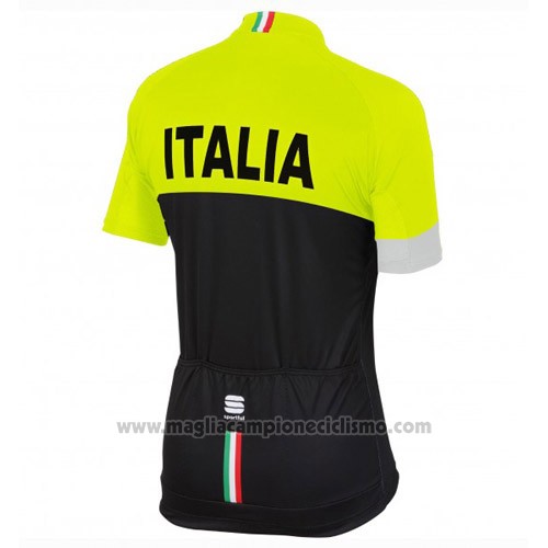 2016 Abbigliamento Ciclismo Italia Nero e Giallo Manica Corta e Salopette