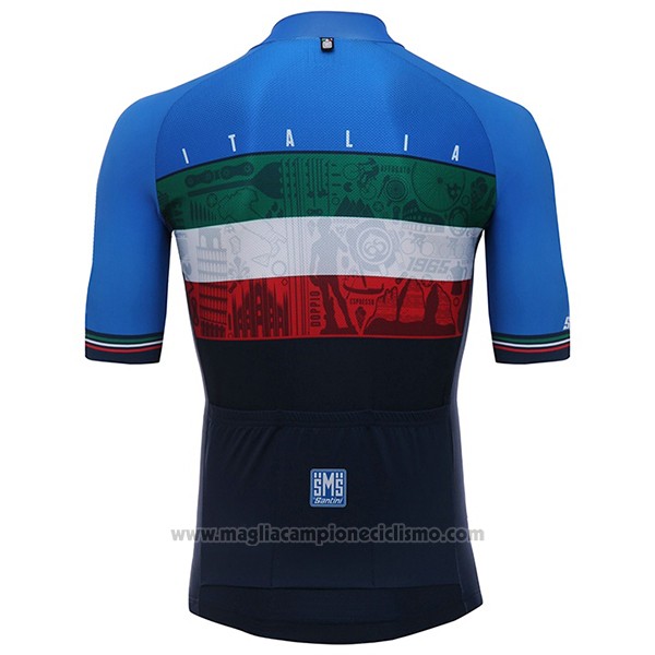 2017 Abbigliamento Ciclismo Italia Nero e Blu Manica Corta e Salopette