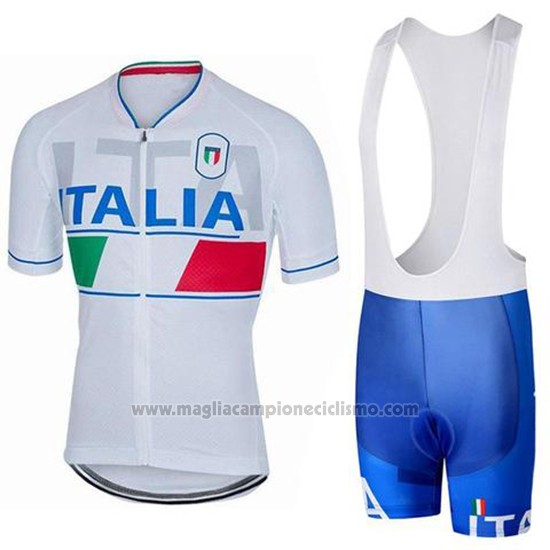 2018 Abbigliamento Ciclismo Italia Bianco Manica Corta e Salopette