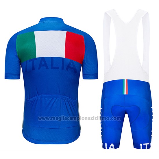 2019 Abbigliamento Ciclismo Italia Blu Manica Corta e Salopette